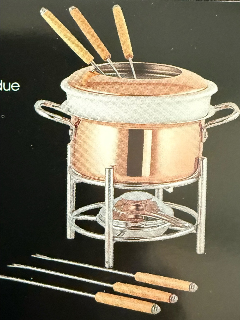 Ruffoni Italian Copper Fondue Set with Stand & Forks